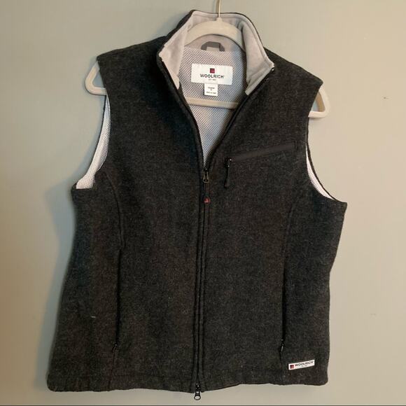 Woolrich Vest Medium 100% Wool Grey Zip Outdoor  GORPcore Granola - Picture 5 of 9